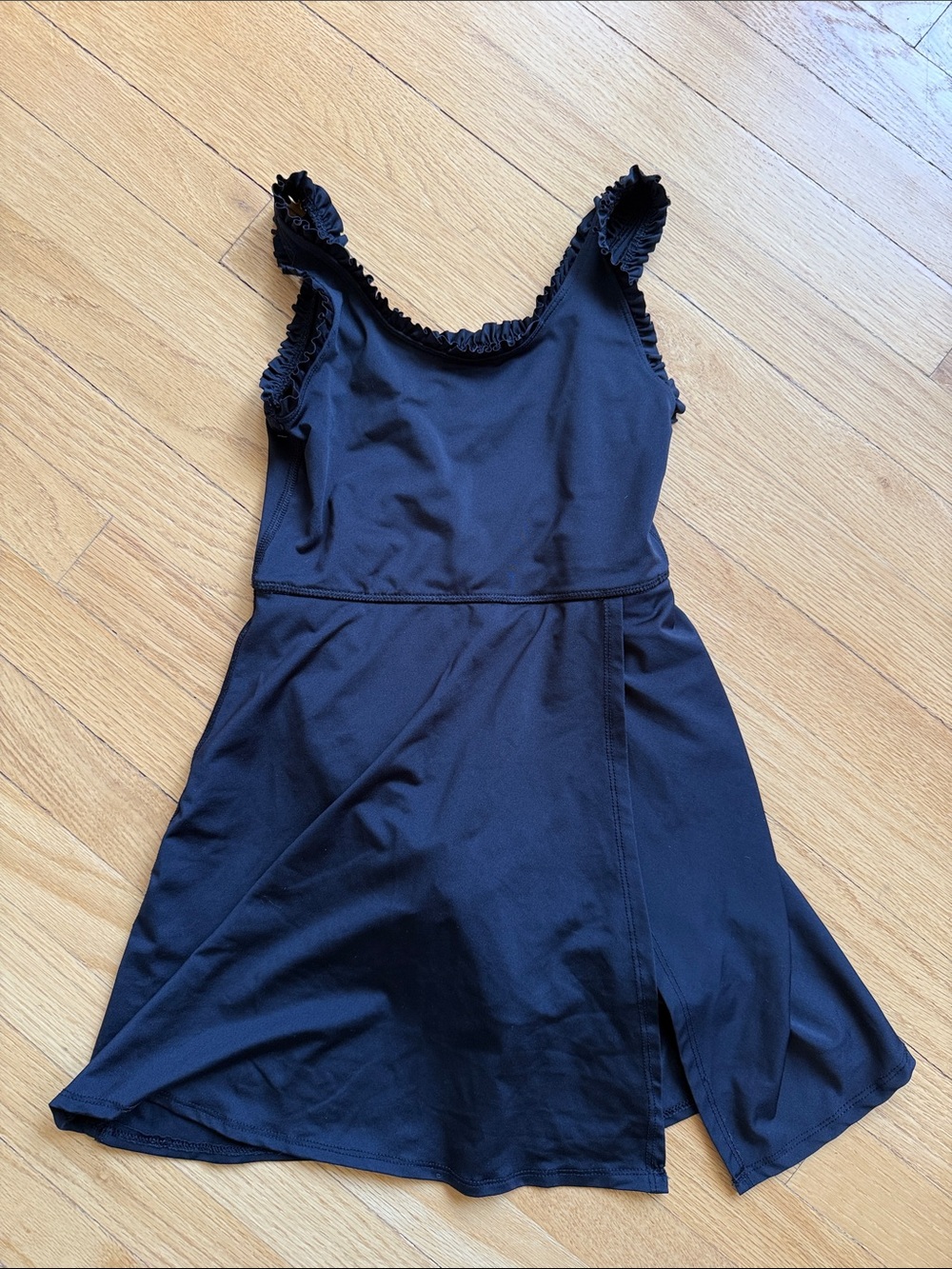 Yogalicious Black Ruffle Strap Slip Dress